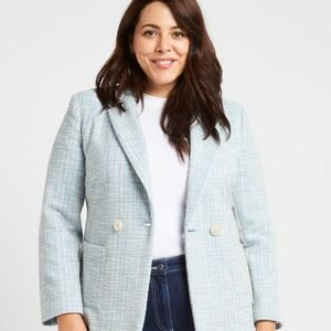 Marina Rinaldi Light Blue Checkered Blazer